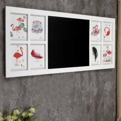 Фоторамка пластик на 8 фото 10х15 см+доска для записок 29х29 см+буквы "Стиль" белая 35х74см