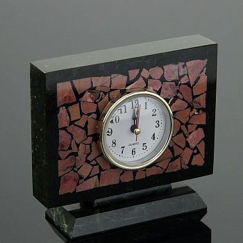 Часы настольные "Семафор", 15х5х13 см, змеевик, родонит