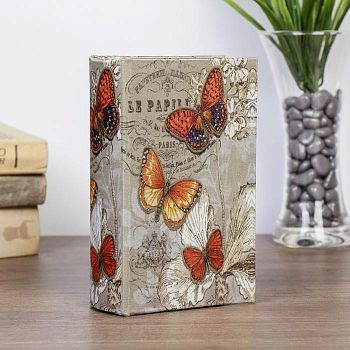 Сейф-книга дерево шёлк "Бабочки росянки" 17х11х5 см