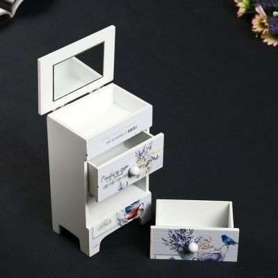 Шкатулка дерево 3 ящика "Синяя птица и лаванда" 18,5х11,7х7,5 см