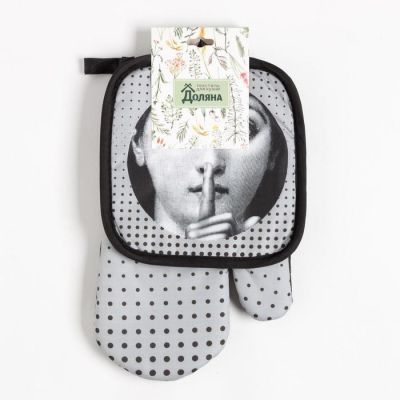 Кухонный набор Доляна «Взгляд», прихватка 17*17 см, рукавица 26*16 см,100% п/э