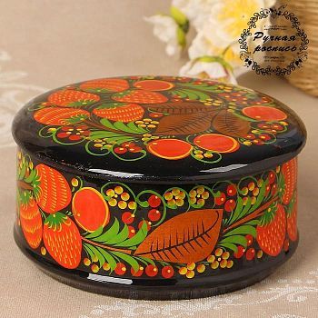 Коробка «Ягодка», большая, 15×8 см, хохлома