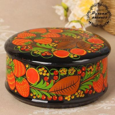 Коробка «Ягодка», большая, 15×8 см, хохлома
