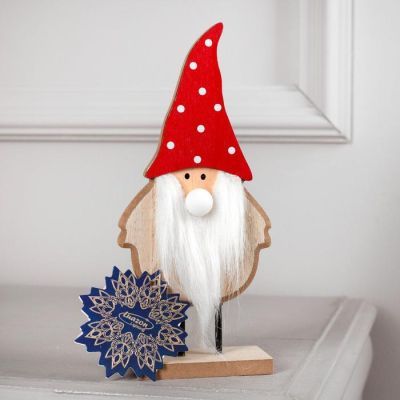 Светодиодная фигура «Дед Мороз» 7 × 22 × 5 см, дерево, батарейки CR2032, свечение тёплое белое