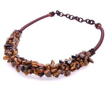 Колье Тигровый Глаз "Аквилегия" арт.П3117