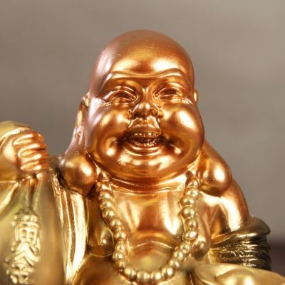 Копилка "Хотэй с мешком", глянец, бронзовый цвет, 20 см, микс