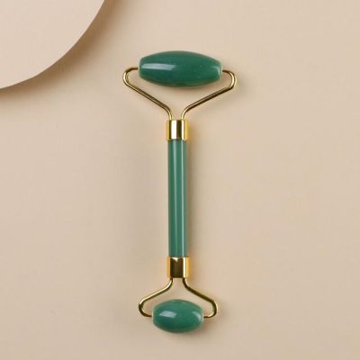 Набор: роликовый массажер и скребок гуаша "Девушка", натуральный камень