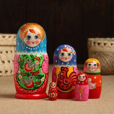 Матрёшка «Подворье», птички, 5 кукольная, 15 см, микс