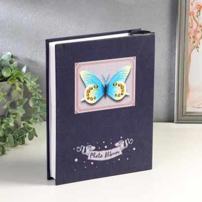 Фотоальбом на 200 фото 10х15 см "Золотая бабочка" в коробке МИКС 26,5х21х5,5 см