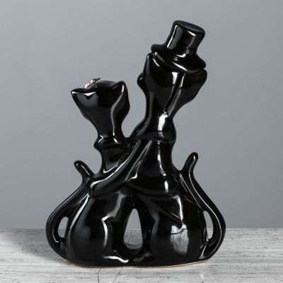 Копилка "Барышня и ковалер", покрытие глазурь, чёрная, 20 см