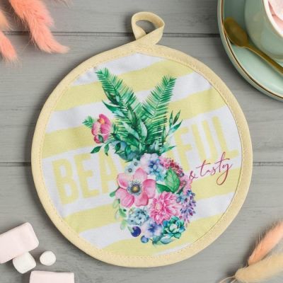 Прихватка "Цветущий ананас"17х17см,35% х/л,65% п/э,ватин 250г/м2