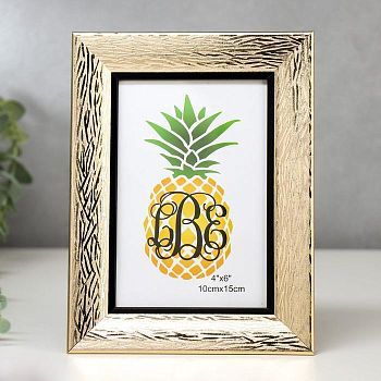 Фоторамка пластик 10х15 см "Кора золотая с чёрной рамкой" 19,7х14,7 см