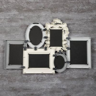 Фоторамка пластик на 6 фото 8х10, 10х15, 13х18 см "Богема" бежево-серая 40х62 см