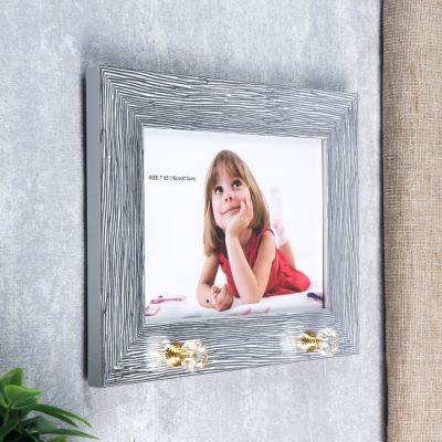 Фоторамка пластик с крючками 13х18 см "Зебра" серебро на белом 18х23х3,5 см