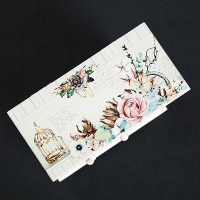 Шкатулка дерево комод 3 ящика+дверка "Романтичный букет" 19х16х8 см