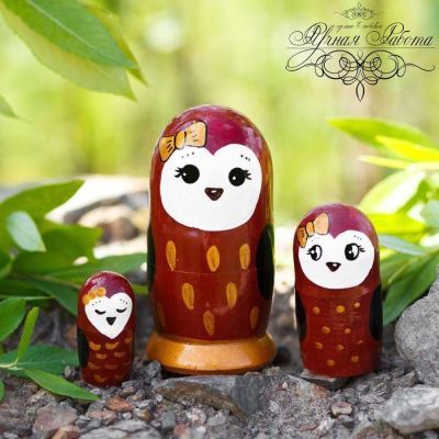 Матрёшка 3-х кукольная «Сова», 11 см