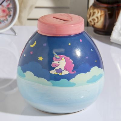 Копилка керамика "Единорожек. На мечту" 15х14,5х14,5 см
