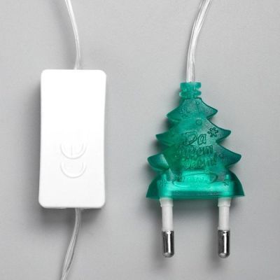 Гирлянда «Нить» 5 м с насадками «Ёжики белые», IP20, прозрачная нить, 30 LED, свечение белое, 8 режимов, 220 В