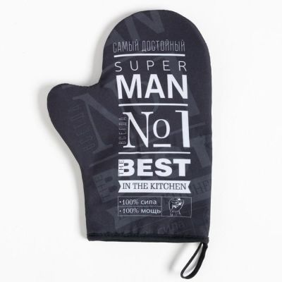 Кухонный набор Super man,варежка-прихватка 20х28см, молоток деревянный