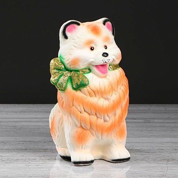 Копилка "Собака Шпиц", флок, 29 см, микс