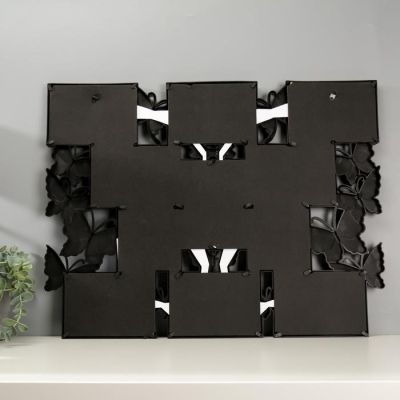 Фоторамка пластик на 11 фото 10х10, 10х15 см "Бабочки" чёрная 49х63 см