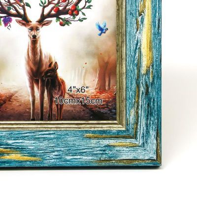 Фоторамка пластик 10х15 см "Состаренная древесина, синий" 19х14 см