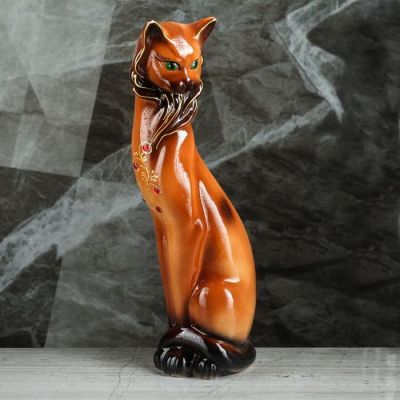 Копилка "Кошка Иден", покрытие глазурь, коричневая, 43 см, микс