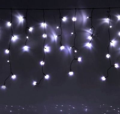 Гирлянда уличная "Бахрома" (Ш:3 м, В:0,6 м, нить темная, белый)