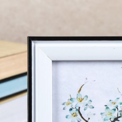 Фоторамка пластик 10х15 см "Доминика" белая с чёрным обрамлением 17,7х12,7 см