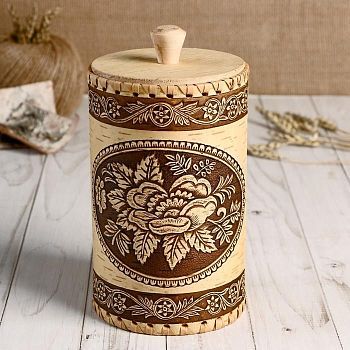 Туес «Маки», 10х17 см, береста