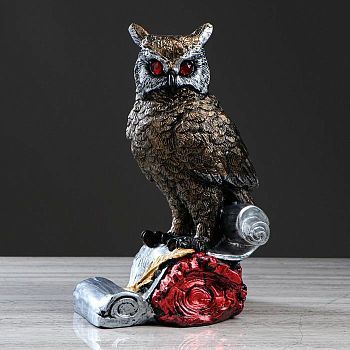 Копилка "Сова на свитке", бронза, цветная, 37см