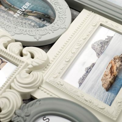 Фоторамка пластик на 5 фото 8х10, 10х15 см "Богема" бежево-серая 41х47 см