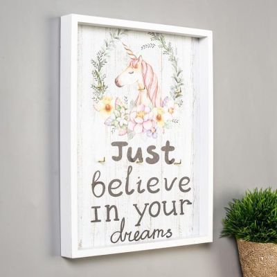 Крючки декоративные дерево "Единорог и цветочный венок" 30х24х2,8 см