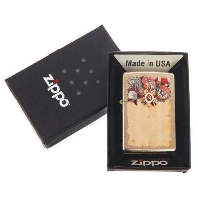 Зажигалка ZIPPO 207G RUSSIAN MEDALS с покрытием Gold Dust