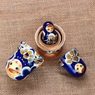 Матрёшка «Марина», синее платье, 3 кукольная. 10 см