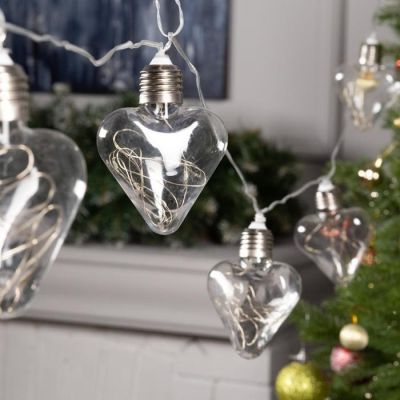 Гирлянда "Нить" 3 м с насадками "Лампочки сердца", IP20, прозрачная нить, 80 LED, свечение белое, 8 режимов, 220 В