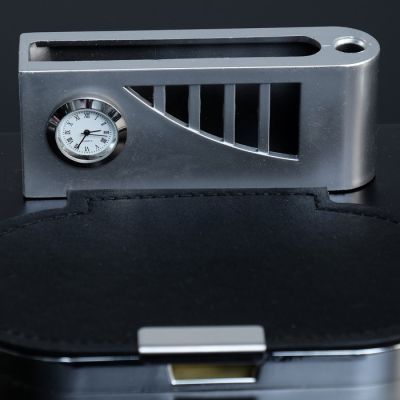 Набор настольный 7в1 (блок д/бумаги, визитница с часами, глобус d=5,5,каранд, лого, скрепки)