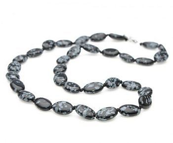 Бусы Обсидиан "Кэтти" арт.НОБ-3(9-14)-48-3