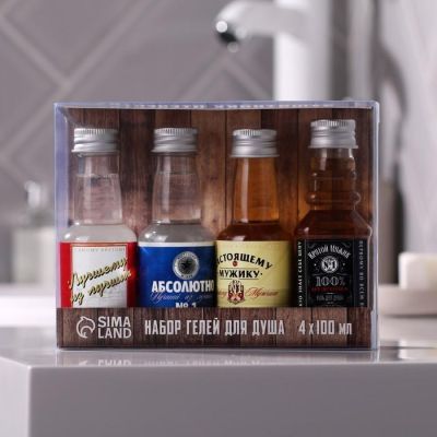 Набор «Защитнику отечества» мини гели для душа алкоголь 4 х 100 мл
