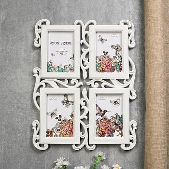 Фоторамка на 4 фото 10х15 см "Ветвь ажурная" белая