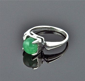 Кольцо Нефрит "Спокойствие" арт.ск-2463 Зеленый