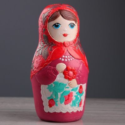 Копилка "Матрёшка", 22 см, КРАСНЫЙ МИКС