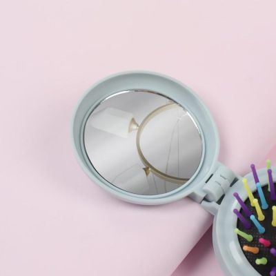 Расчёска массажная, складная, с зеркалом, d = 7,5 см, рисунок МИКС