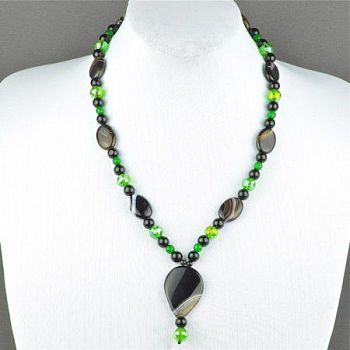 Бусы Агат, хрусталь "Барбара" арт.БУГ-1038