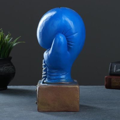 Копилка "Боксерская перчатка" синяя-золото 24см