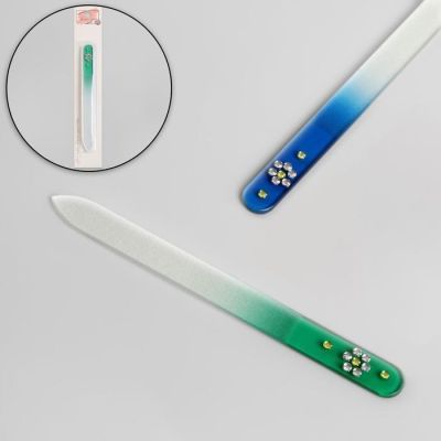 Пилка стеклянная для ногтей «Цветок», 12 см, цвет МИКС