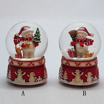 Фигурка декоративная в стеклянном шаре с музыкой "Санта" № 40 (15 см)