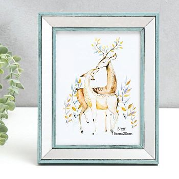 Фоторамка пластик 15х20 см "Зеркало с обводкой цвета морской волны" 25х20,4 см