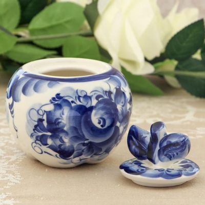 Сахарница «Яблоко», 10×10×11 см, гжель