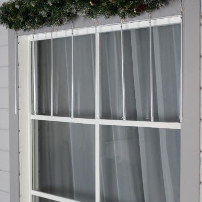 Гирлянда «Нить» 2.4 м с насадками «Сосульки 50 см», IP44, УМС, прозрачная нить, 320 LED, свечение мульти с эффектом стекания, 12 В